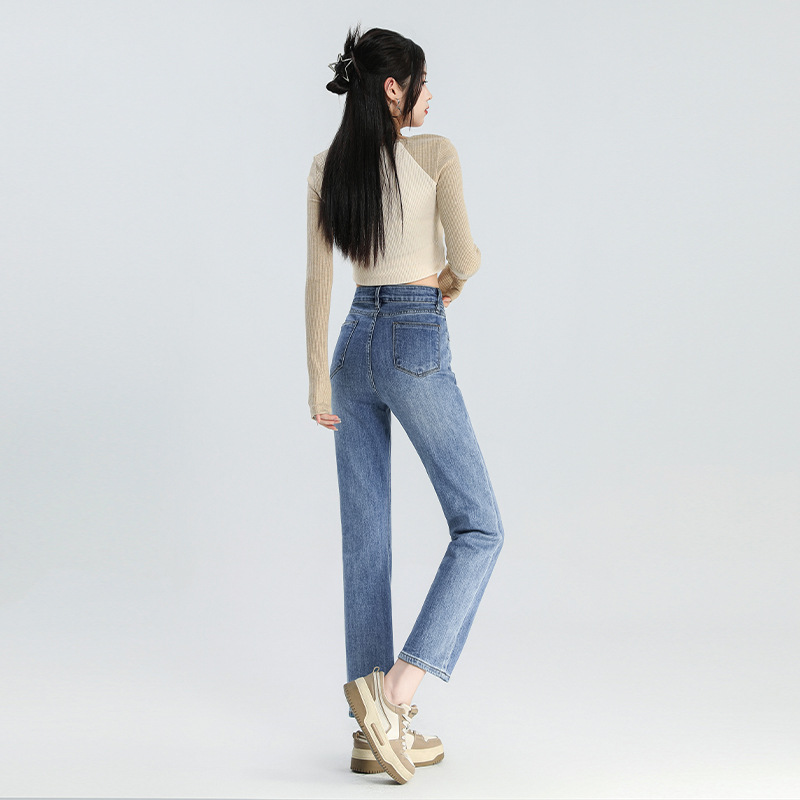 BEYONDARY Women's All-Match Cropped Straight Jeans – Versatile and Stylish Fit