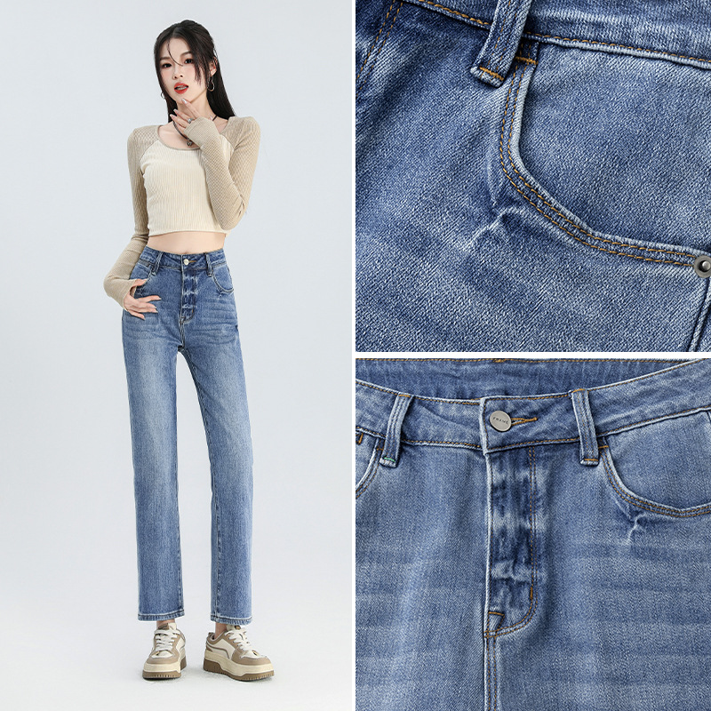 BEYONDARY Women's All-Match Cropped Straight Jeans – Versatile and Stylish Fit