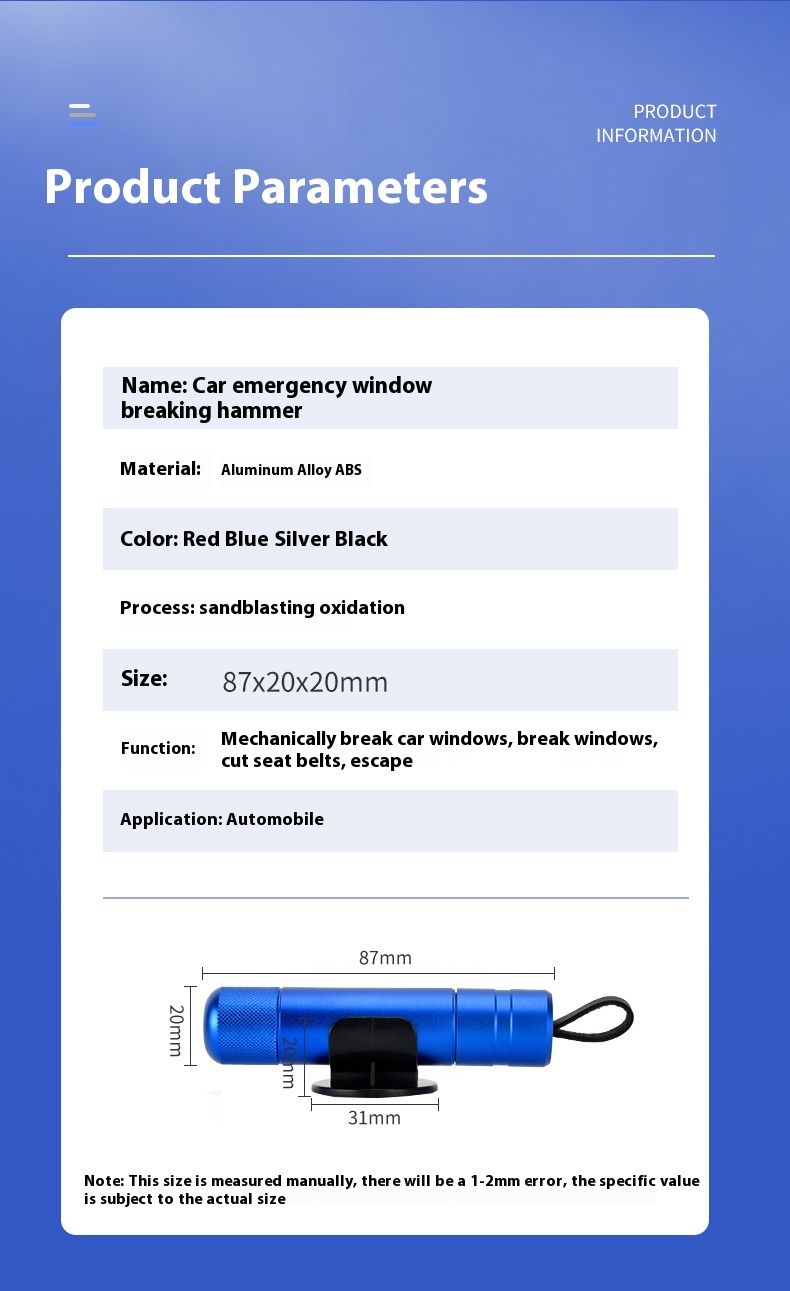 Title 16, Car Window Breaker Safety Hammer Escape Tool