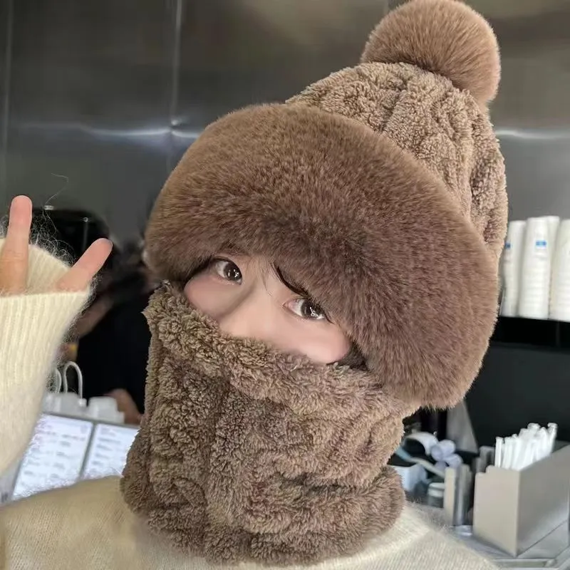 Hat Ear Protection And Wind Protection Outdoor Female Single-layer Fleece-lined - Dark Coffee A