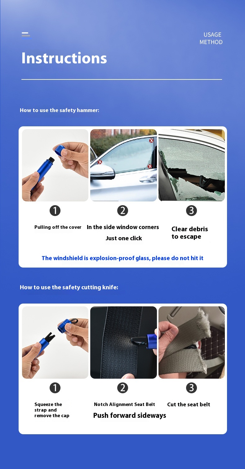 Title 10, Car Window Breaker Safety Hammer Escape Tool