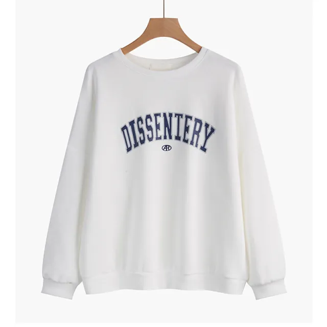 Cross border Sweater Thin Loose Plus Size Slimming Casual Sports All matching Vintage Top White - Shop at LoveMi