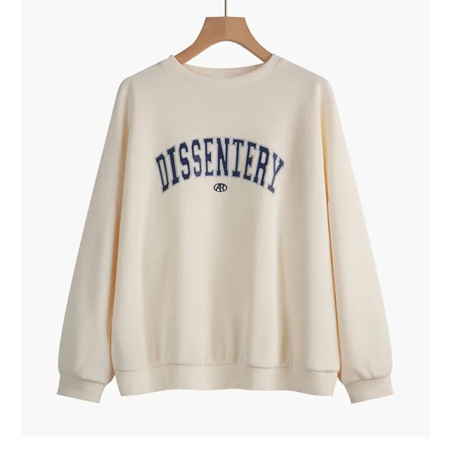 Cross border Sweater Thin Loose Plus Size Slimming Casual Sports All matching Vintage Top Apricot - Shop at LoveMi