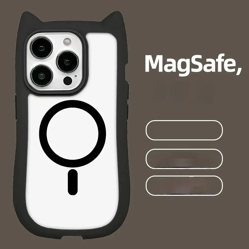 Magnetic Shell Phone Case Stereo Cat Ear