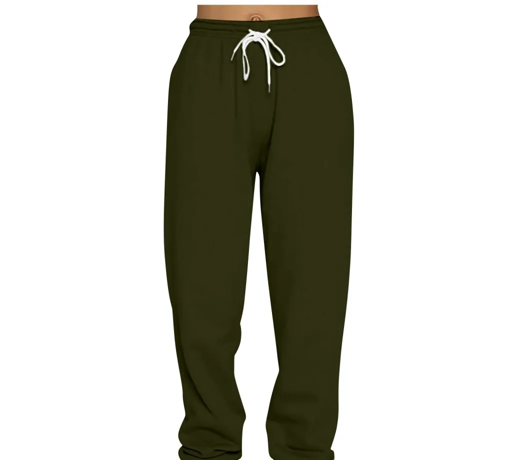Women's Sports Lace-up Nipped Waist Trousers - Army Green