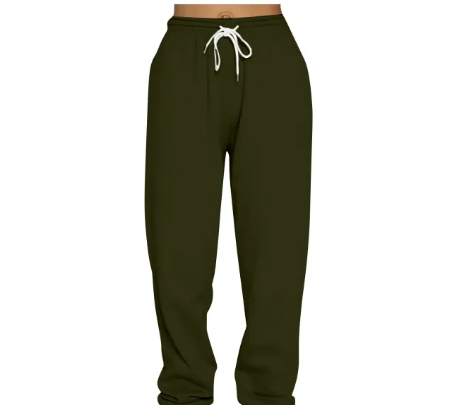 Women's Sports Lace up Nipped Waist Trousers Army Green - Shop at LoveMi