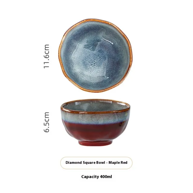 Household Bowl Dish & Plate Ceramic Fambe Tableware Maple 4.5Inch Diamond Bowl - Shop at LoveMi