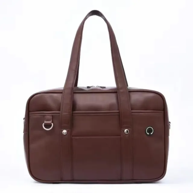 One shoulder Student Commuter PU Uniform School Handbag Brown - Shop at LoveMi