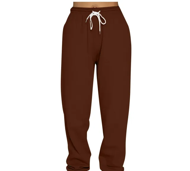 Women's Sports Lace up Nipped Waist Trousers Brown - Shop at LoveMi