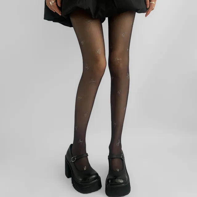 Black With Diamond Bow Stockings Thin Snagging Resistant Pantyhose Black - Shop at LoveMi