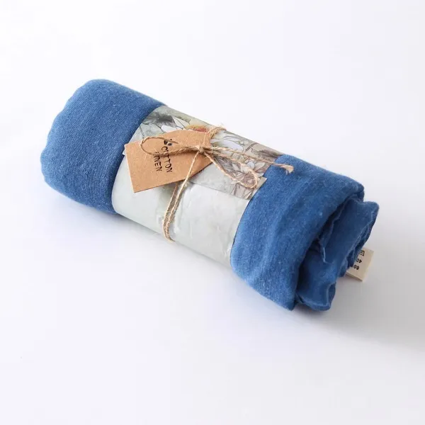 Solid Colour Cotton And Linen Thin Scarf - Denim Blue