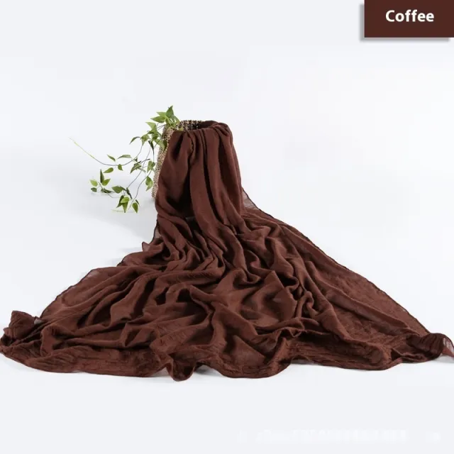 Solid Color Cotton And Linen Thin Scarf Brown - Shop at LoveMi