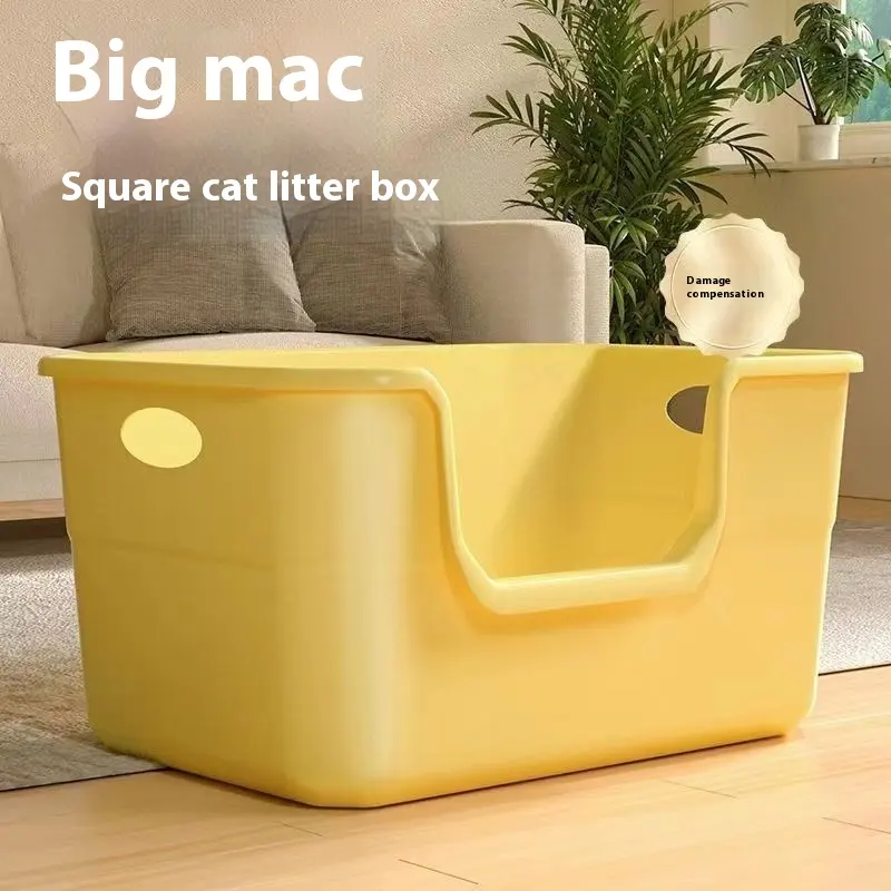 Oversized Splash-proof Cat Litter Box Open Semi-closed