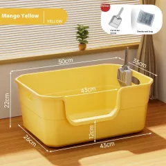 Oversized Splash-proof Cat Litter Box Oversized Open Semi-closed Cat Toilet - Yellow 50Cm - View 1