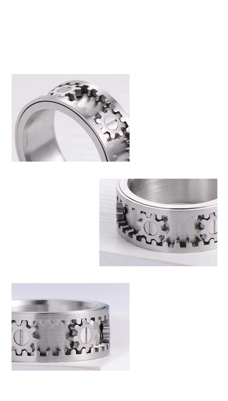 Creative Men's And Women's Stainless Steel Gear Ring