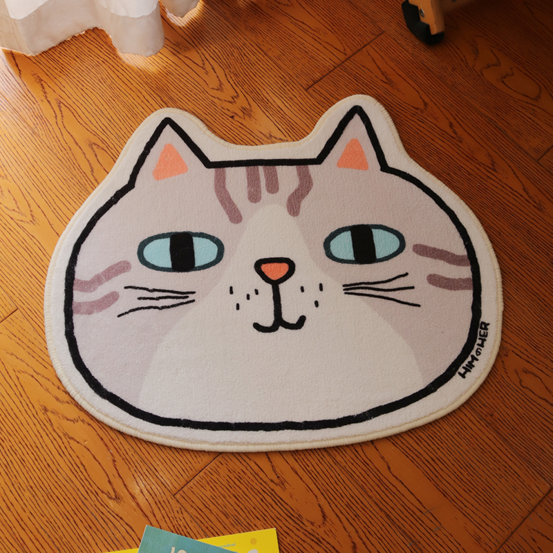 Title 3, Cat Illustration Floor Mat Cute Absorbent Anti ...