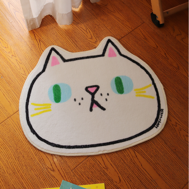 Title 4, Cat Illustration Floor Mat Cute Absorbent Anti ...