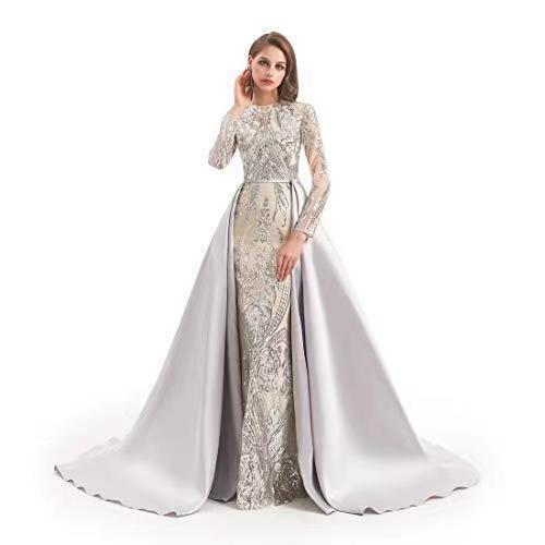 Women's Long-sleeved Trailing Evening Dress - Image 5