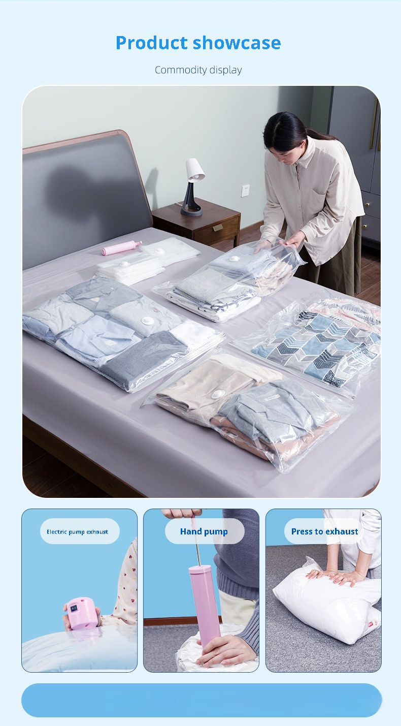 Title 3, Vacuum Transparent Compression Bag Clothes Quil...