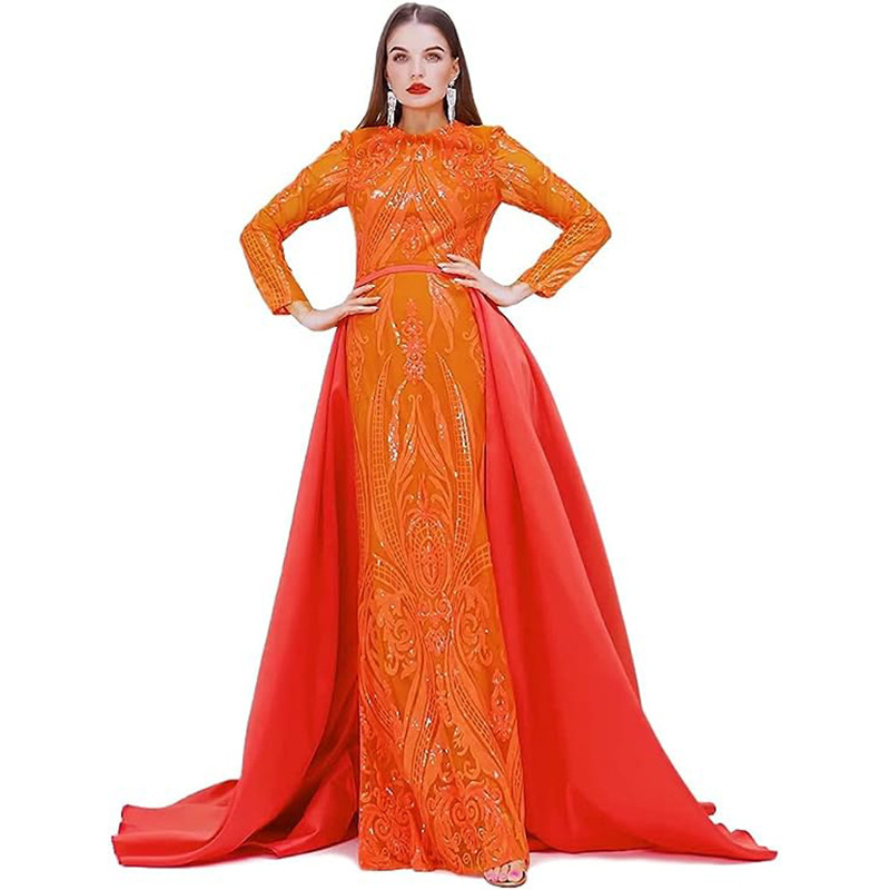Women's Long-sleeved Trailing Evening Dress - Image 6