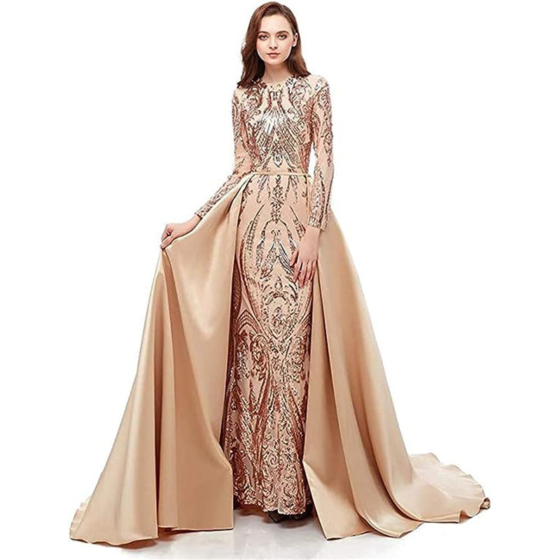 Women's Long-sleeved Trailing Evening Dress - Image 3