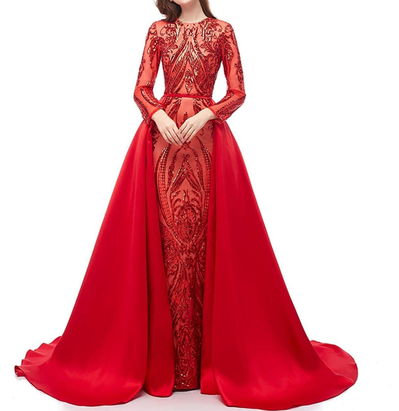 Women's Long-sleeved Trailing Evening Dress - Image 2
