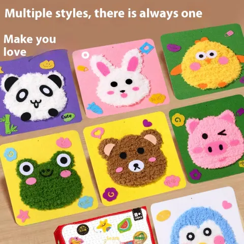 Tiktok Children's Cartoon Animal Wool Embroidered Painting Poke Kindergarten