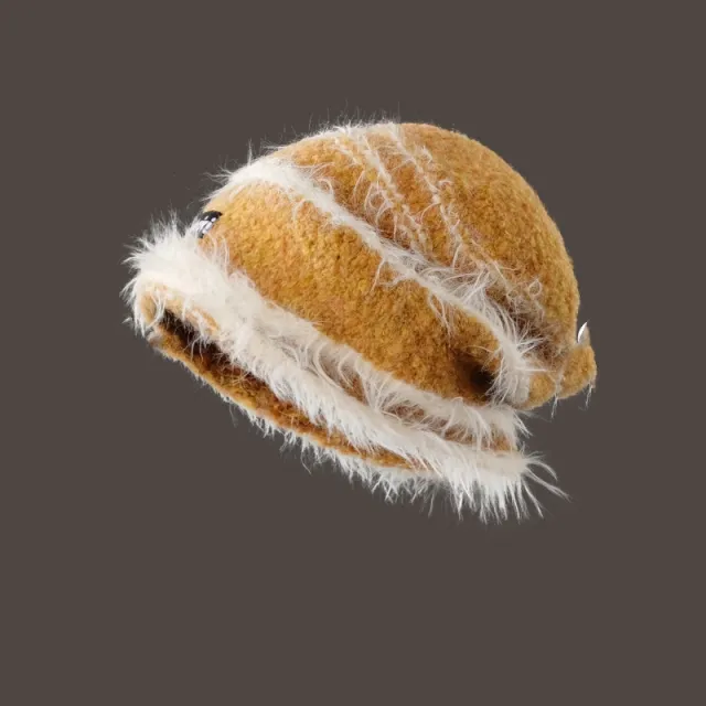 Korean Style Autumn And Winter Plush Knitted Mixed Color Stripe Warm Yellow - Shop at LoveMi