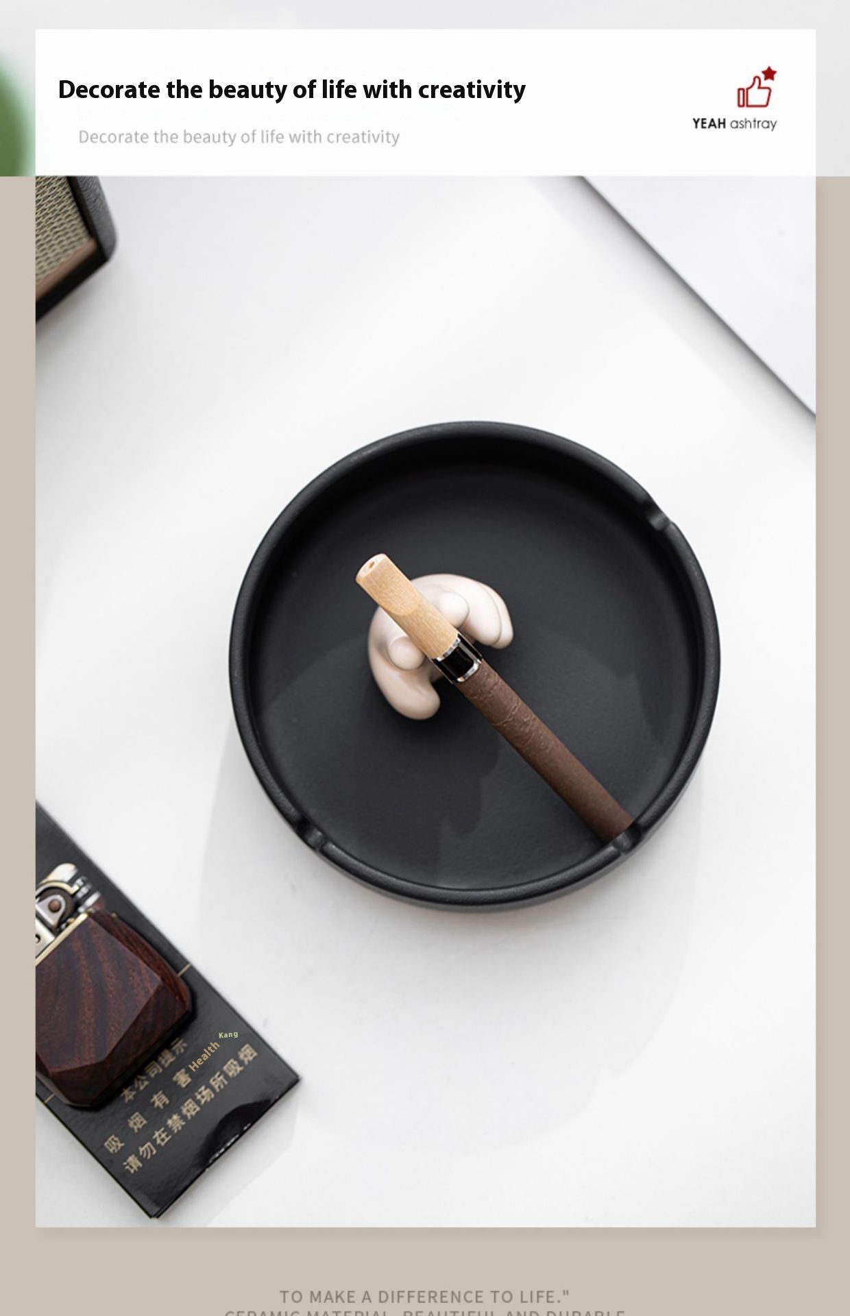 Title 12, Kreativer Aschenbecher für Wohnzimmer mit hohem...