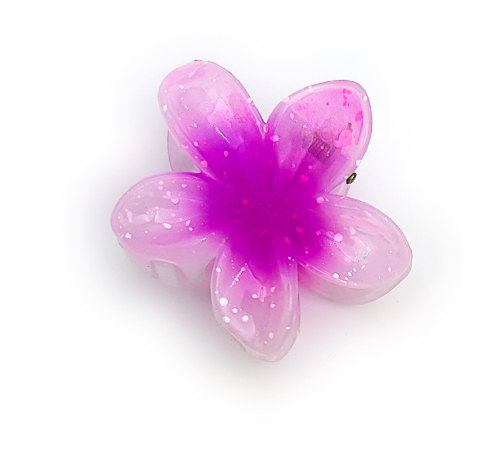 Plumeria 4cm Clear glitter pin