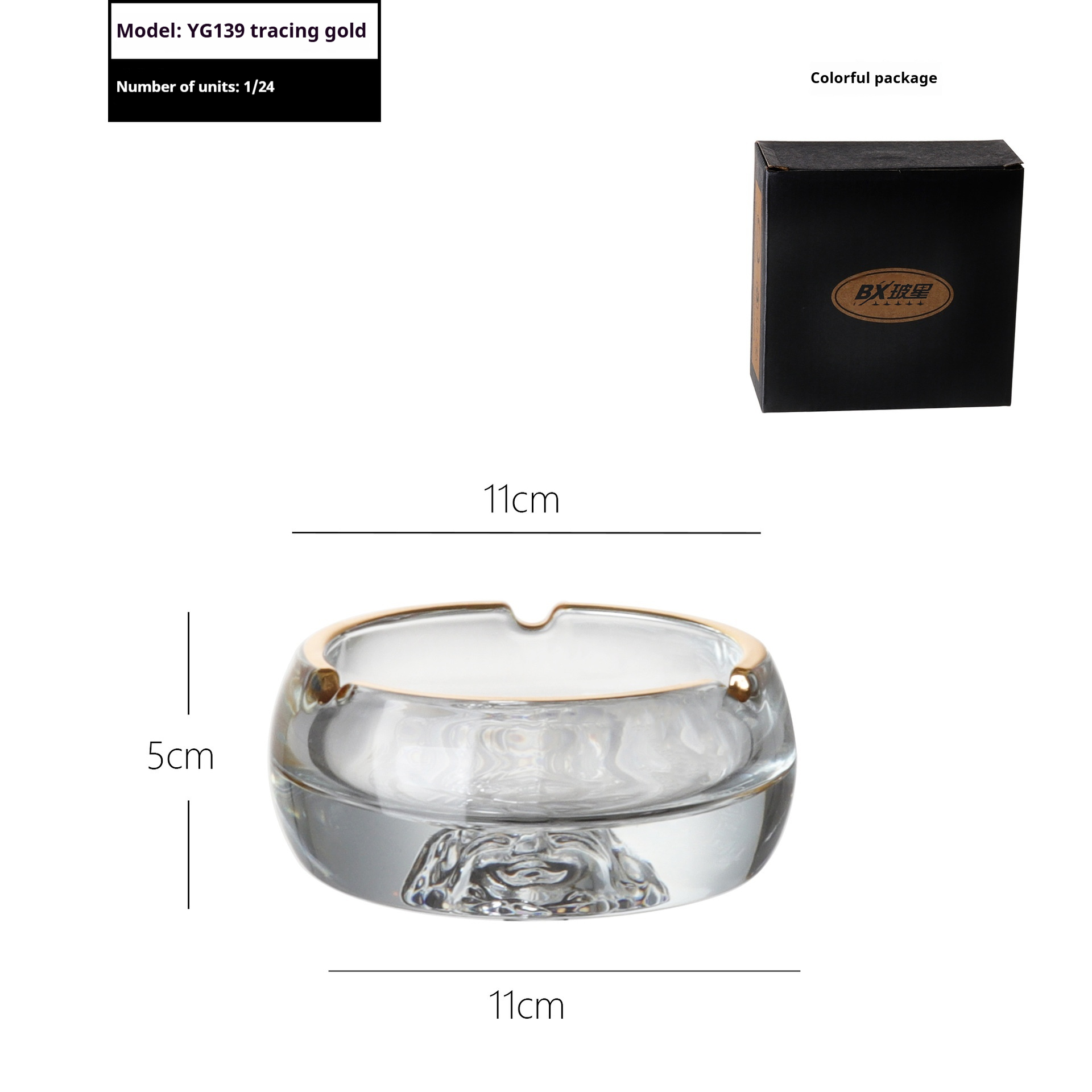 YG139 Transparent Gold Ashtray