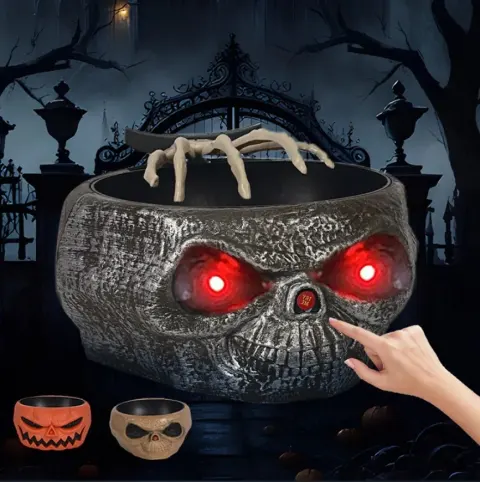 Halloween Candy Bowl Plastic Pumpkin with Motion Activated Hand
