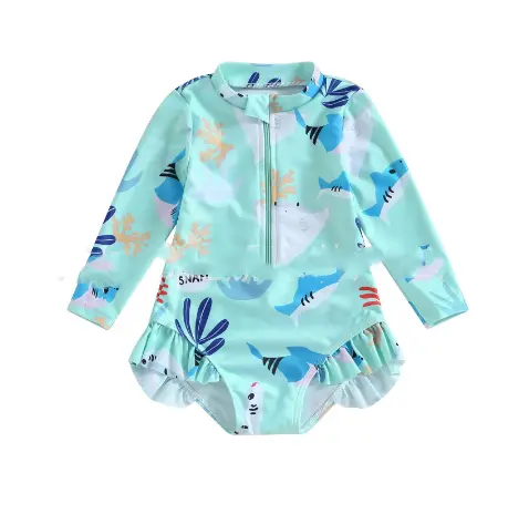 New Beach Long Sleeve Sunscreen Baby Girl Surfing Suit