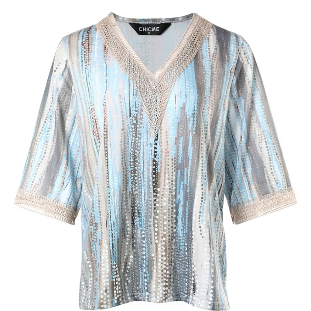 New Women's Dream Print Casual Top - Blue