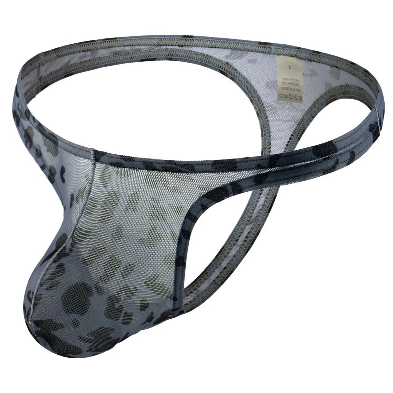 Men's Underwear Sexy Leopard Mesh T-back Low