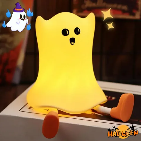 Halloween Silicone Ghost Shaped Bedside Lamp with Touch Control