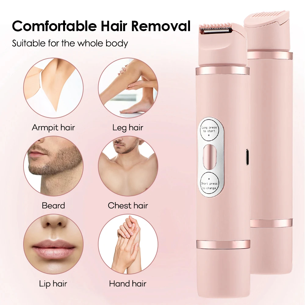 Dual-Head Electric Shaver Painless Women's Epilator Bikini Hair Removal Device Automatic Hair Trimmer Underarm Facial Lips Leg - CJdropshipping