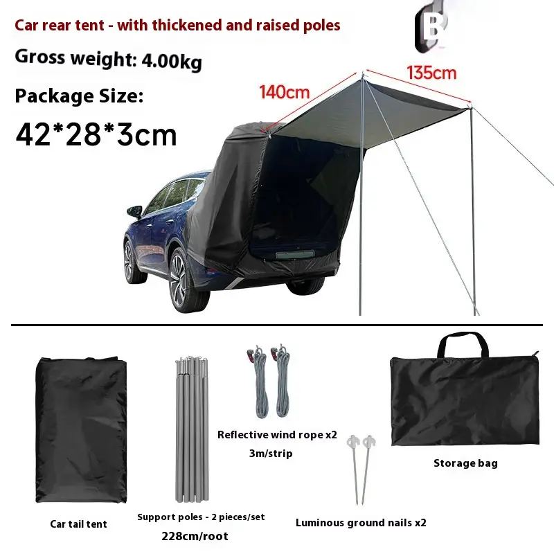 Outdoor Camping Roof Extension Sun-proof Rainproof Rear Tent