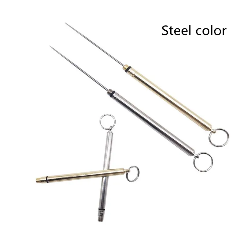 Brass Portable Waterproof Warehouse Titanium Alloy Toothpick Combination Toothpick Brass Cylinder Outdoor Portable Butt Toothpick - Steel Color
