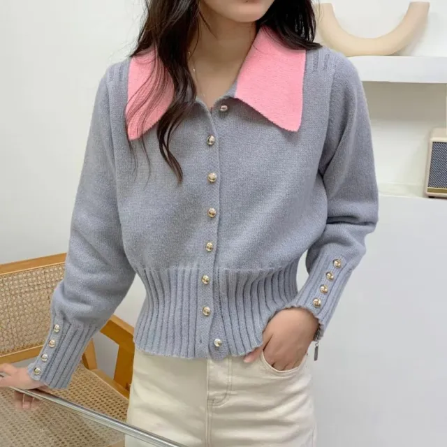 Gentle Youthful Short Soft Glutinous Sweater Coat Gray - Shop at LoveMi