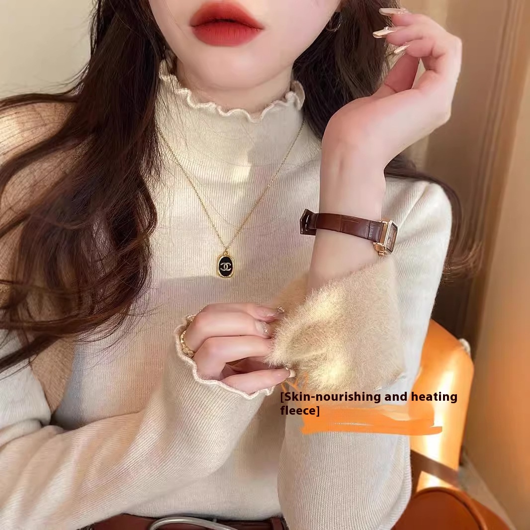 Single-layer Fleece-lined Mink Sweater Women