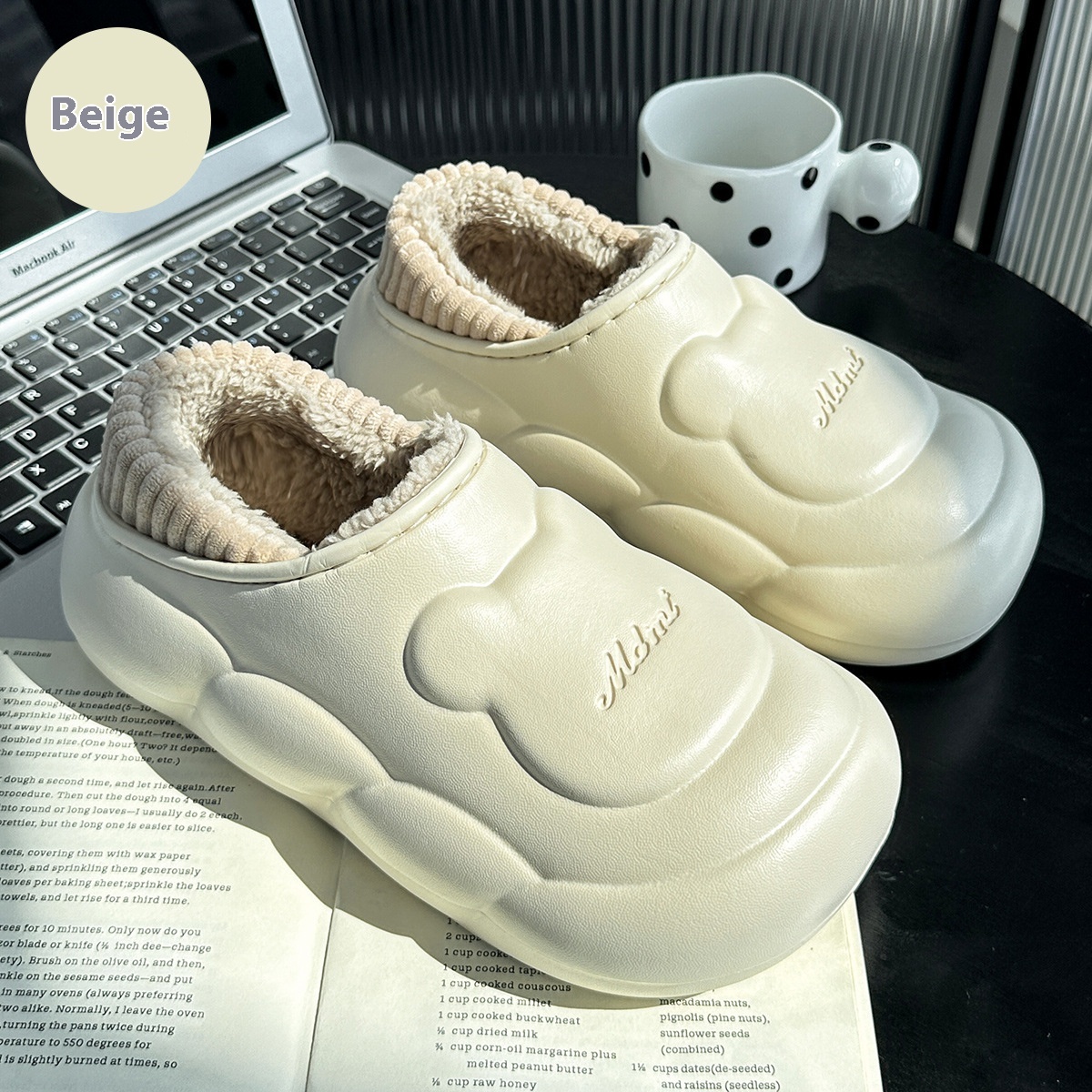 Cotton Slippers Beige