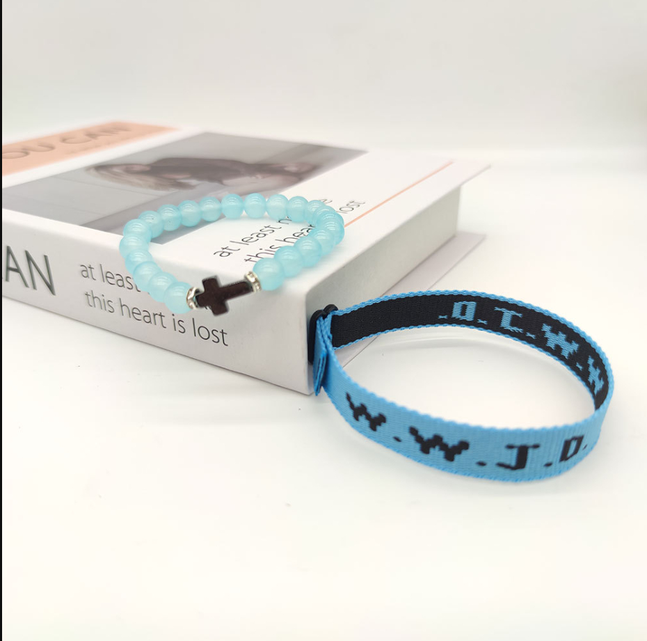 Sky blue jacquardbracelet