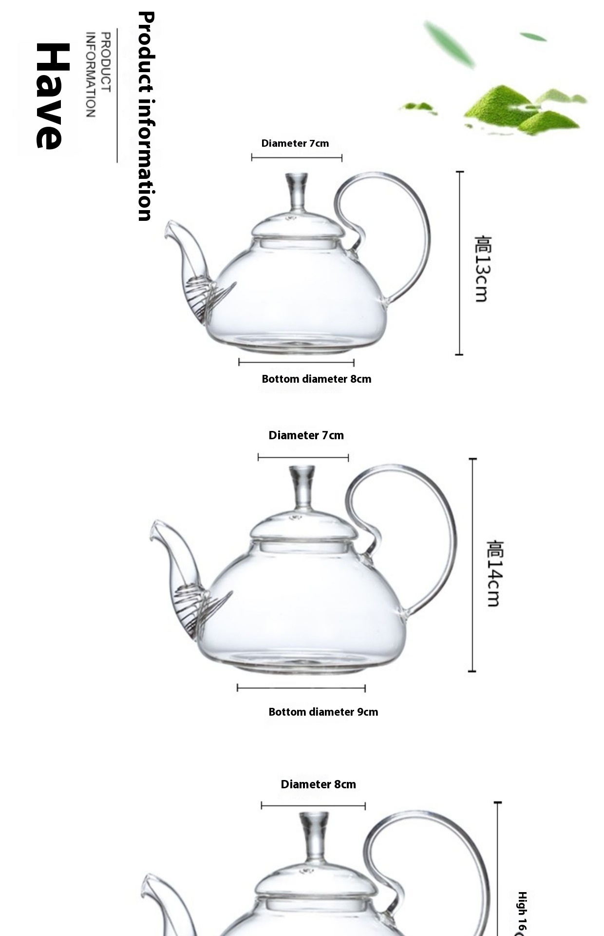 Title 2, Extra thick glass teapot with high handle for h...