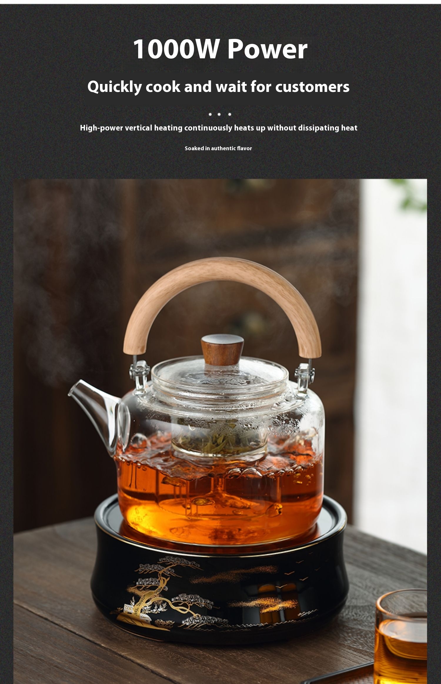 Title 5, Magnetic Suction Loop-handled Teapot Thick Boro...