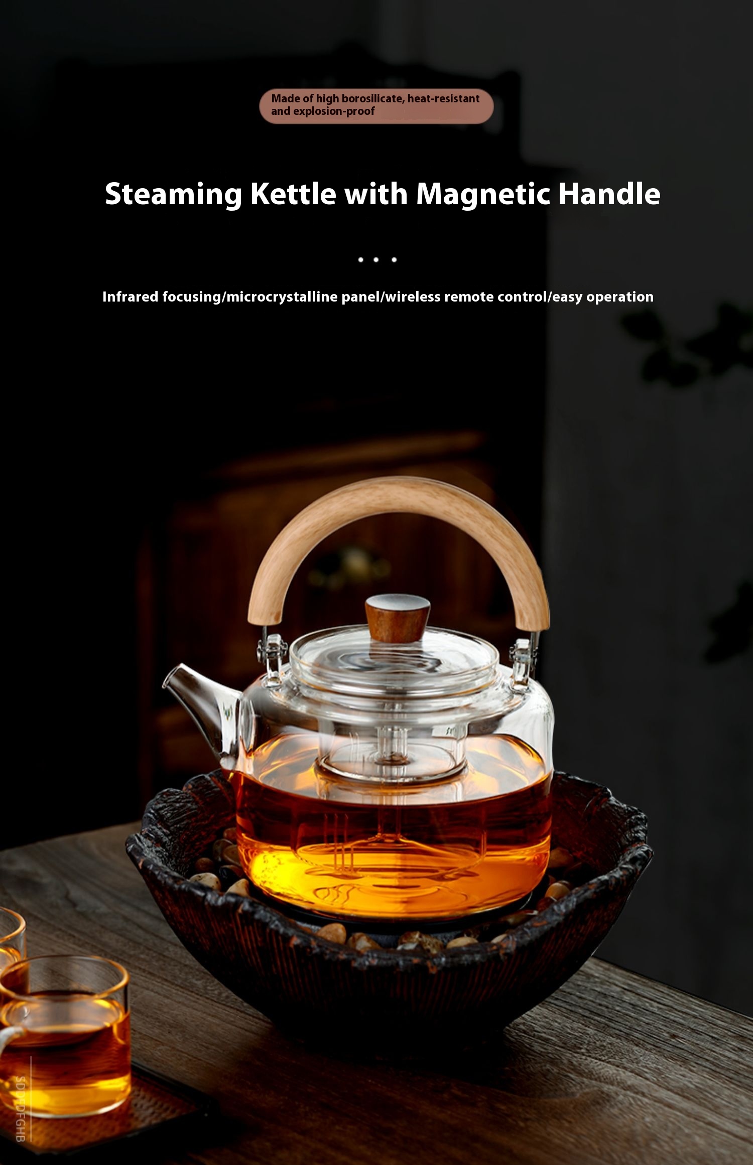 Title 2, Magnetic Suction Loop-handled Teapot Thick Boro...