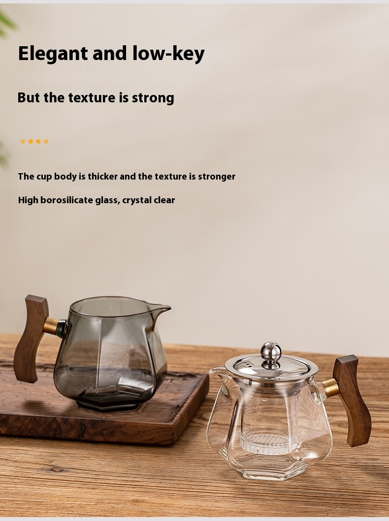 Title 7, Wooden Handle Glass Household Heat Resistant Te...