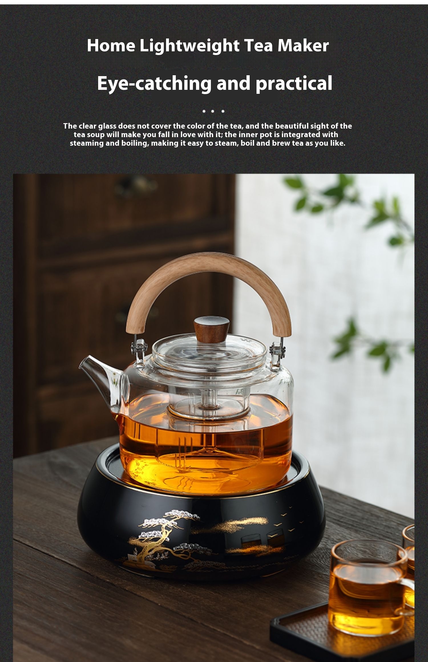 Title 4, Magnetic Suction Loop-handled Teapot Thick Boro...