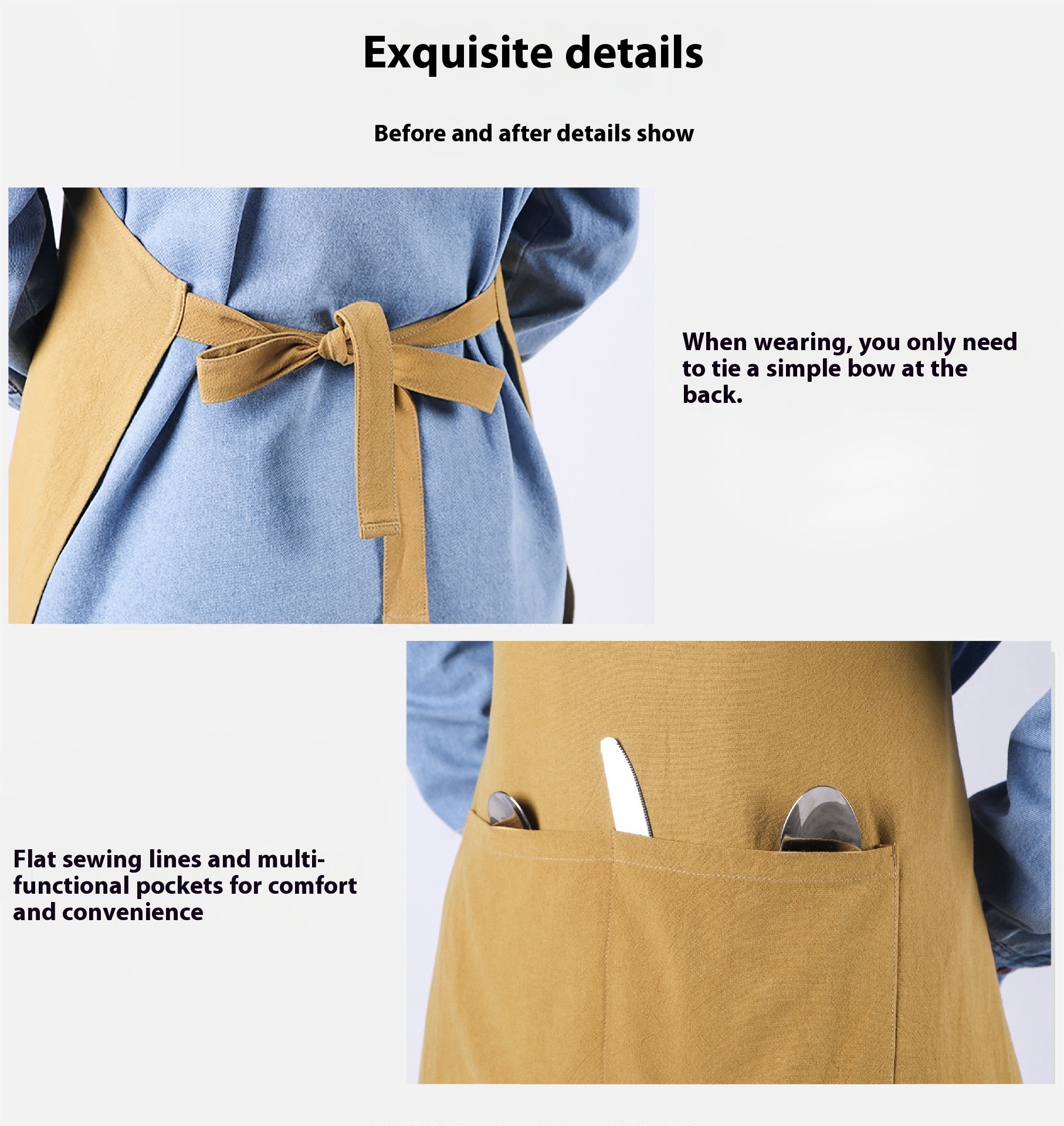 Title 2, Ten Colors Stone Washed Cotton Linen Home Apron