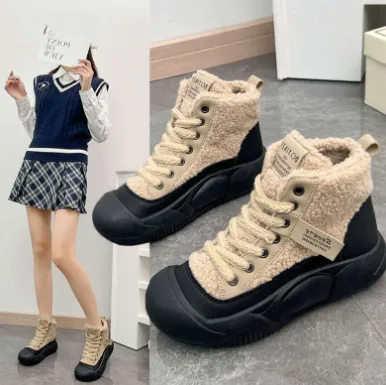 Snow Boots For Women Winter Fleece Lined Padded Warm Keeping - White